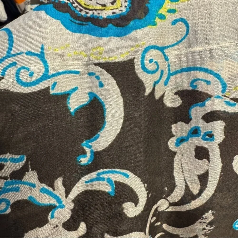 100% Silk Made in Italy Wide Leg Pants Multicolor Paisley Print Size 44  NWT